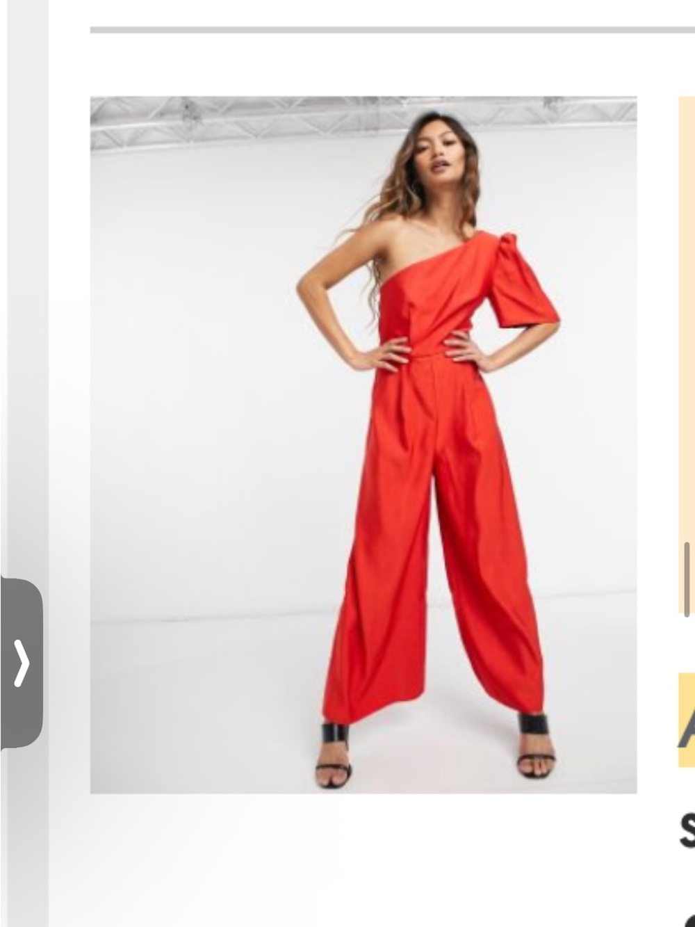ASOS DESIGN Asymmetric One-Shoulder Red Wide-Leg Jumpsuit